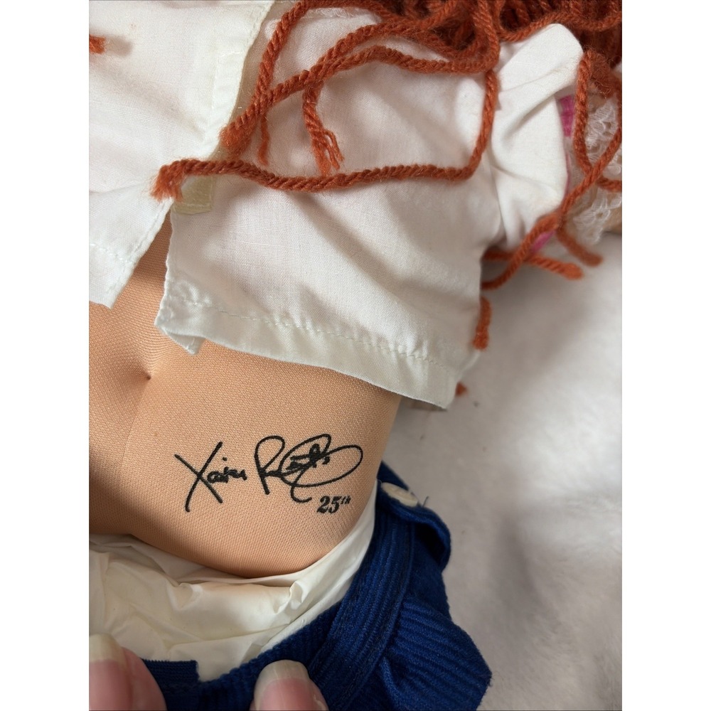 Cabbage patch 25th anniversary red hair freckles blue overalls Rustic Wood Chair - Picture 8 of 16